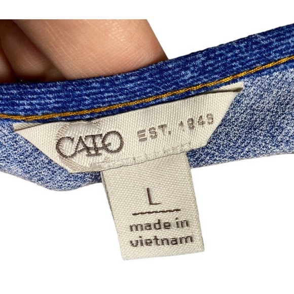 Cato Knit Top Shirt Large Blue Drapey Asymetrical Shark Bite Hem Knit Tunic S/S - Picture 5 of 6